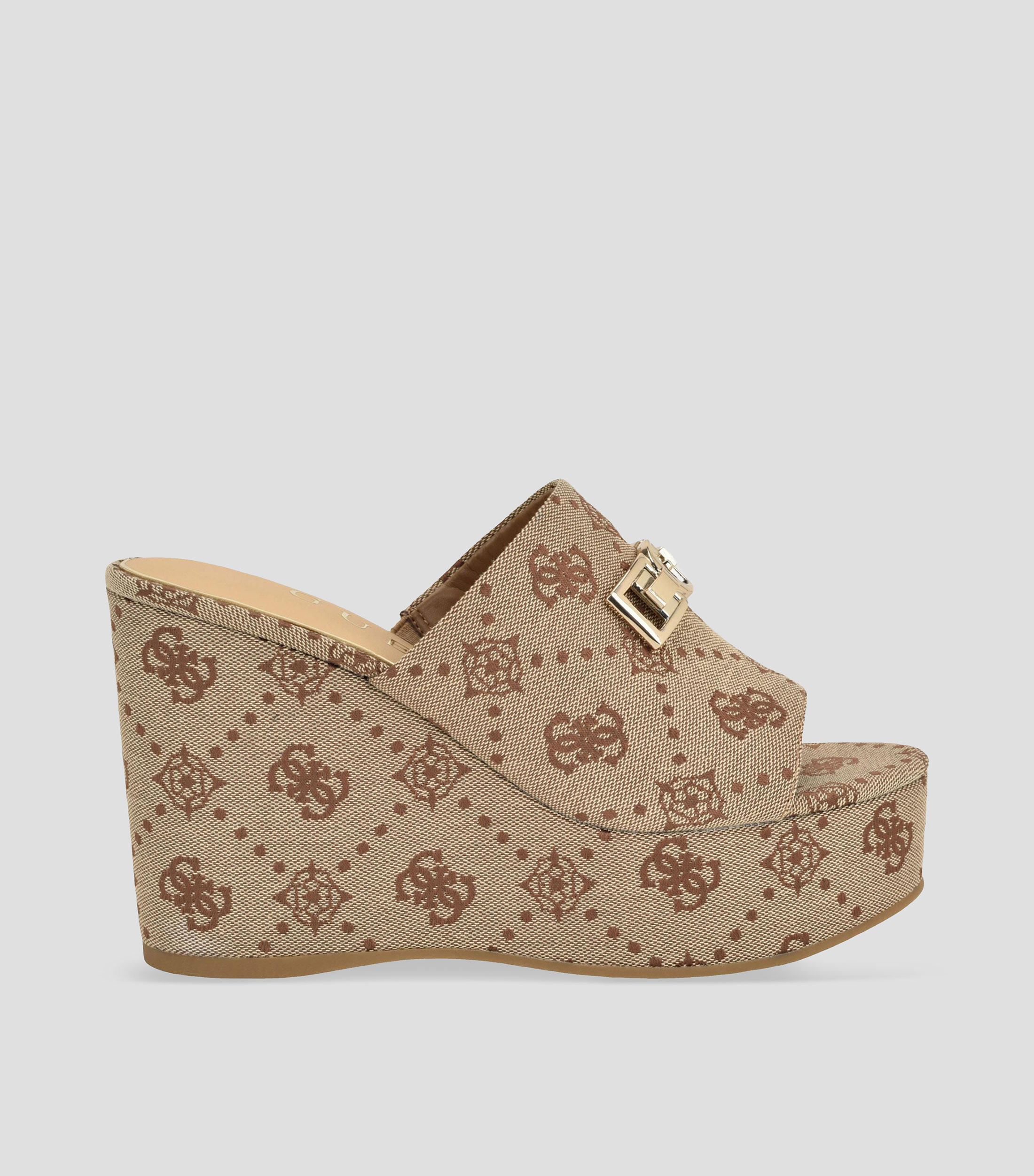 Zuecos tacón alto de cuña monogram Mujer